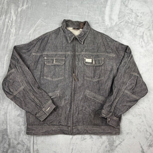 Rocawear Other - Vintage Rocawear Jacket Mens XL Black Denim Full Zip Embroidered Logo Y2K